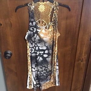 Black/Gold Animal Print long Tank